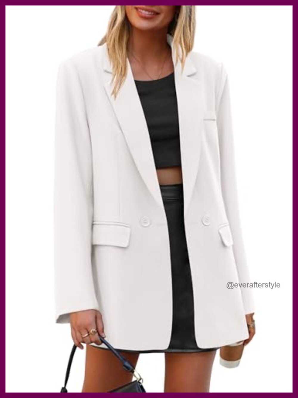 Oversized Double Breasted Blazer Notch Lapel Business Casual